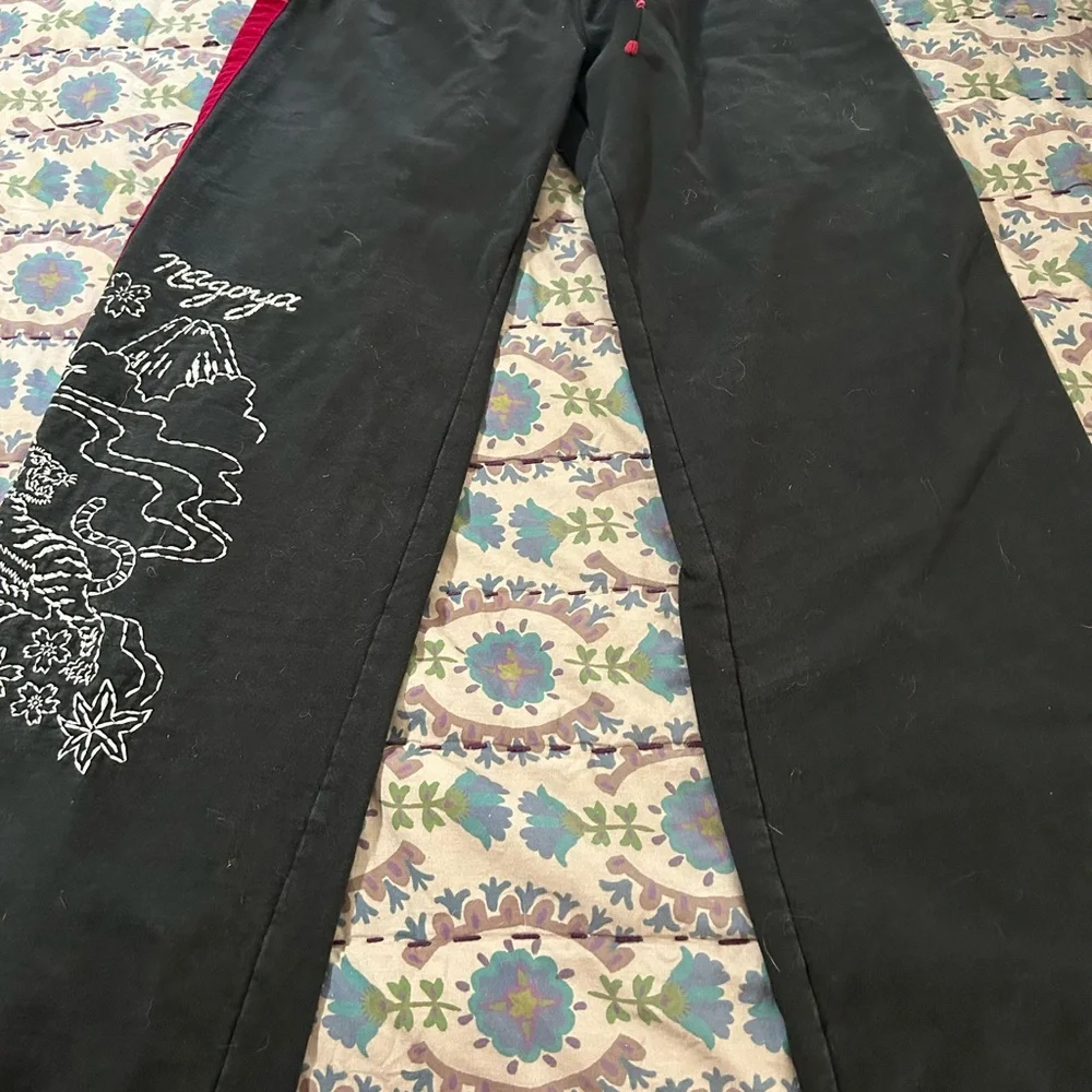 Lucky Brand Black and Red Embroidered Flare Pants - Picture 3 of 4
